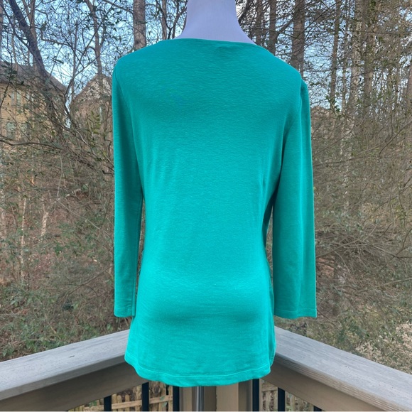 Lafayette 148 NY front draped freshwater linen 3/4 sleeve top size M - Picture 8 of 9